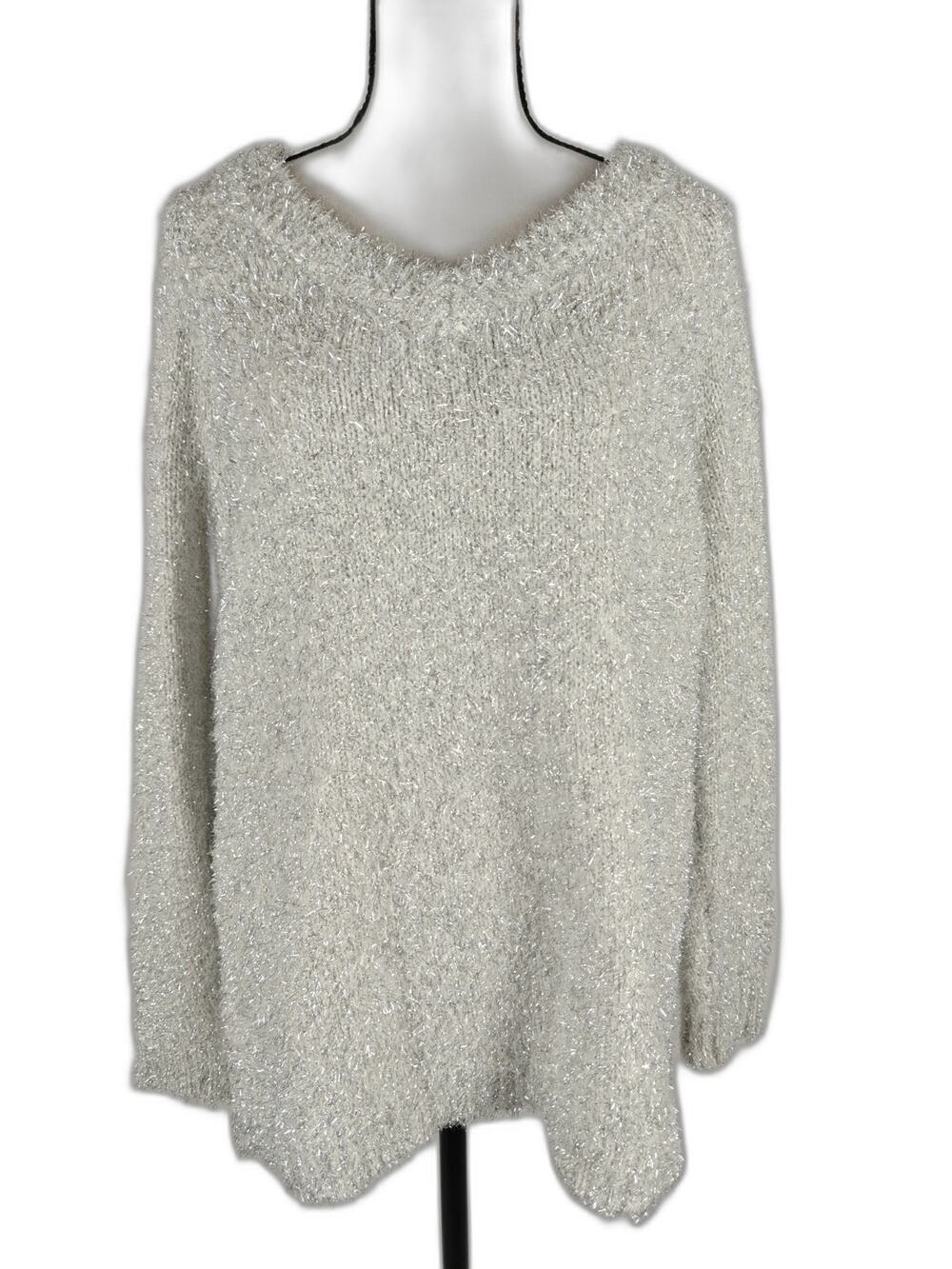 Women's Lou & Grey Eyelash Knit Sweater, Ivory/Silver, Size Small